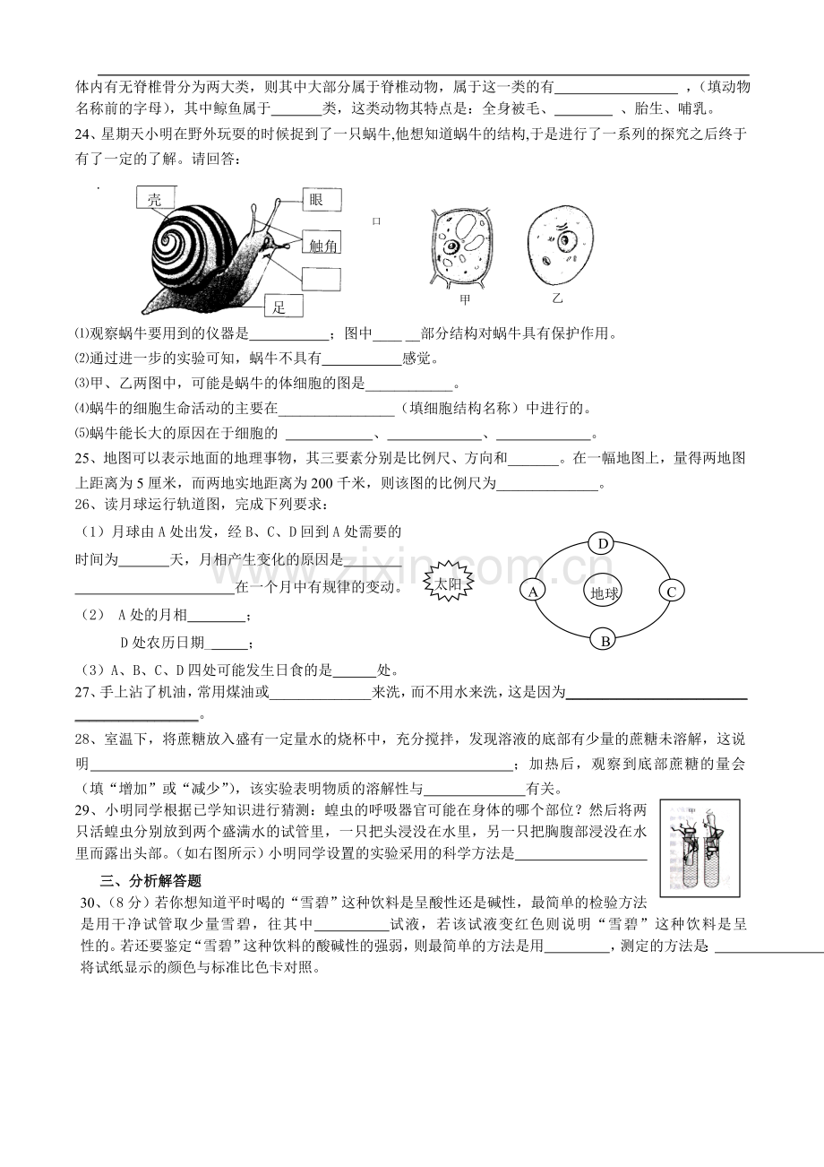 初一科学第一学期期末模拟试卷.doc_第3页