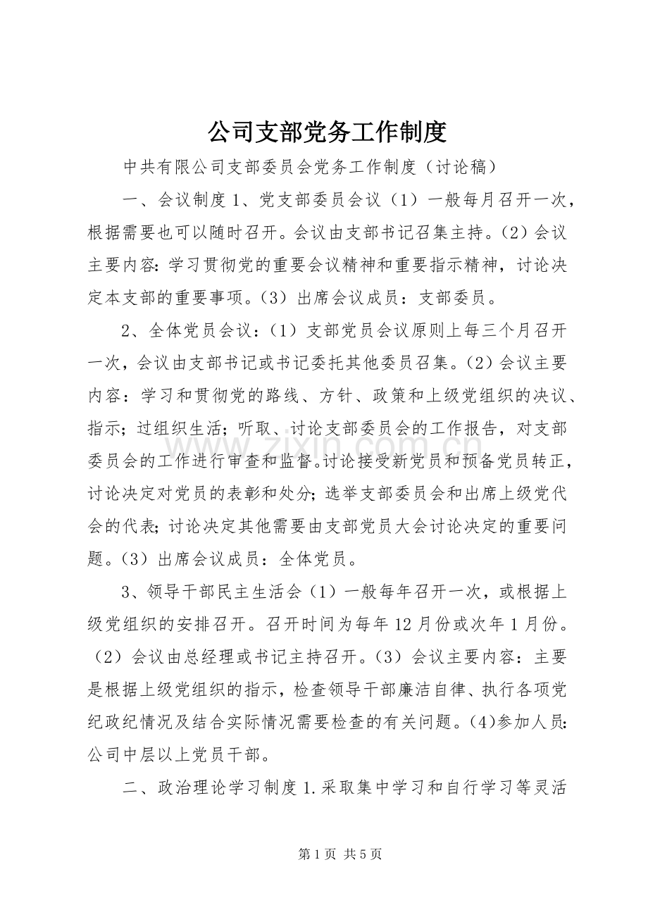 公司支部党务工作规章制度.docx_第1页