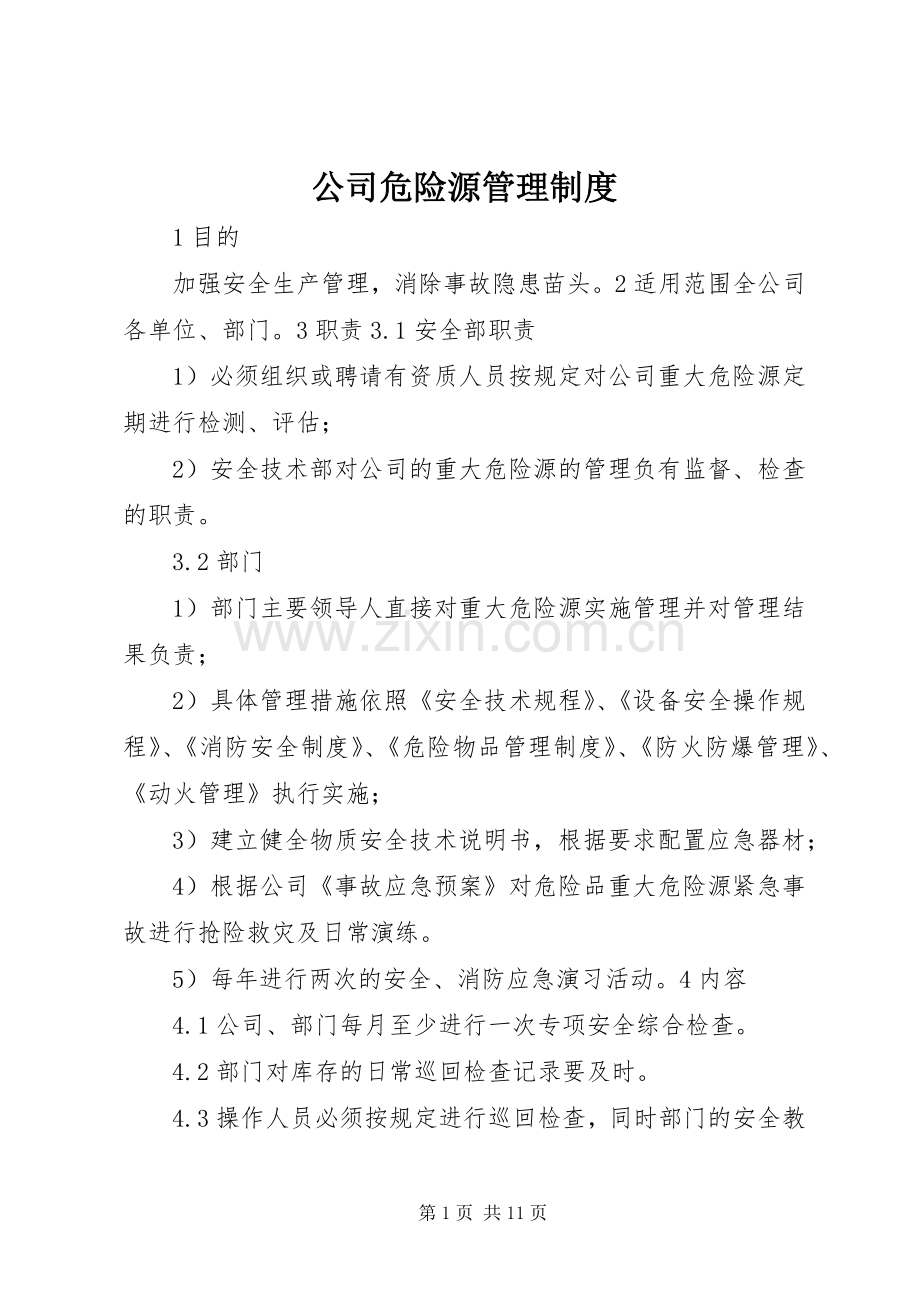 公司危险源管理规章制度.docx_第1页