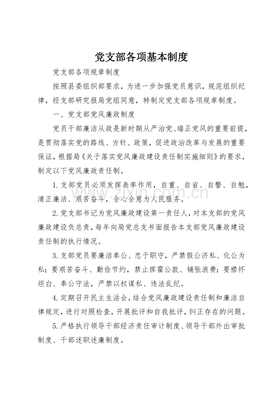 党支部各项基本管理规章制度.docx_第1页