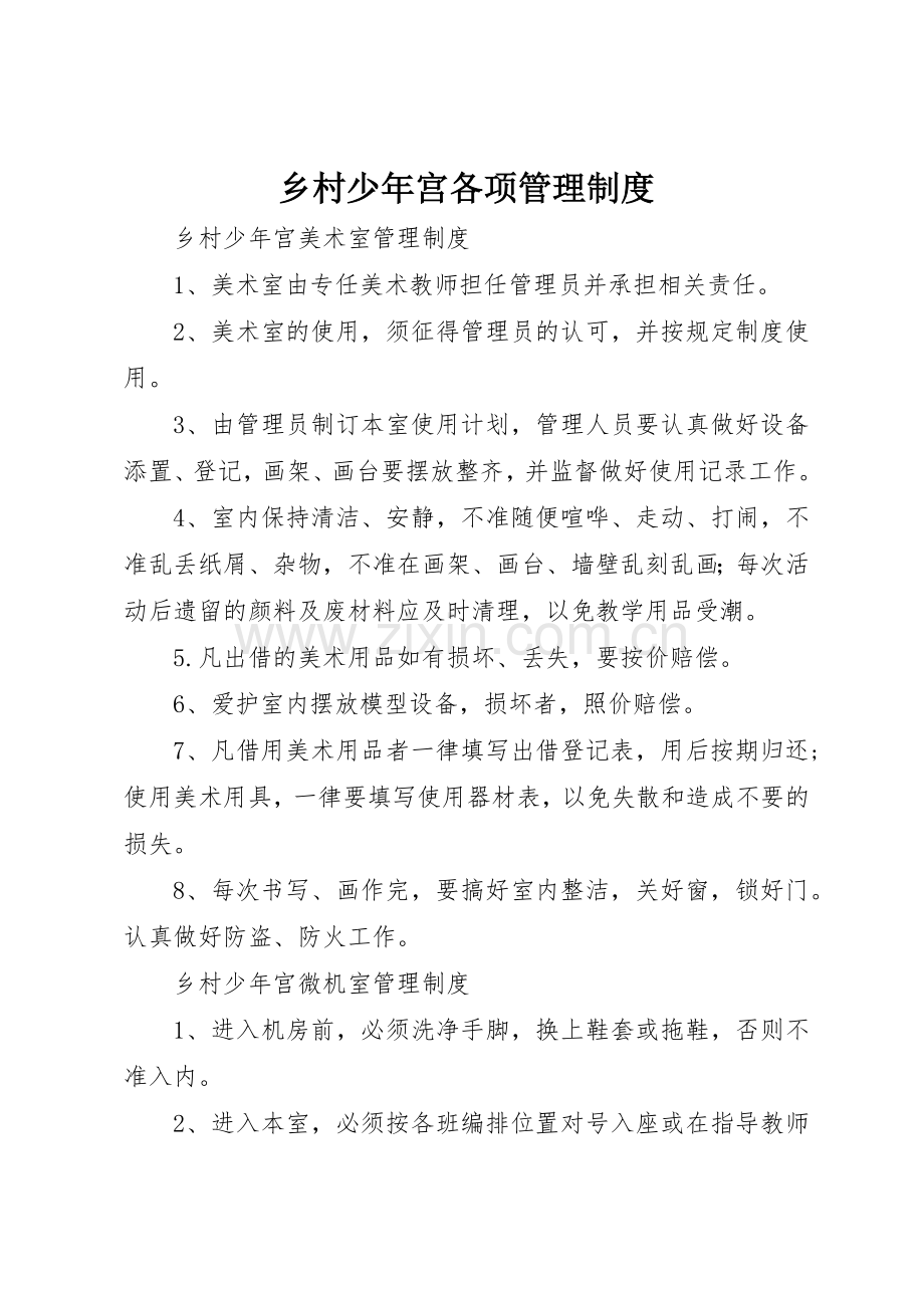 乡村少年宫各项管理规章制度 .docx_第1页