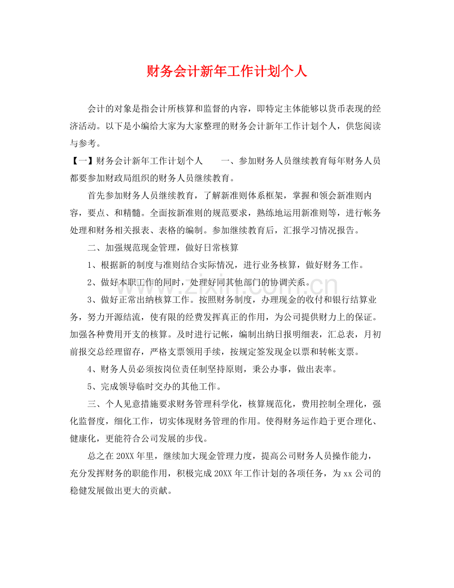 财务会计新年工作计划个人 .docx_第1页