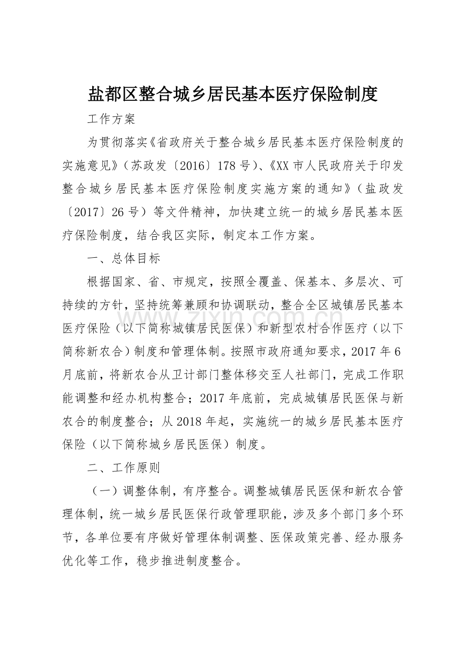 盐都区整合城乡居民基本医疗保险规章制度细则.docx_第1页