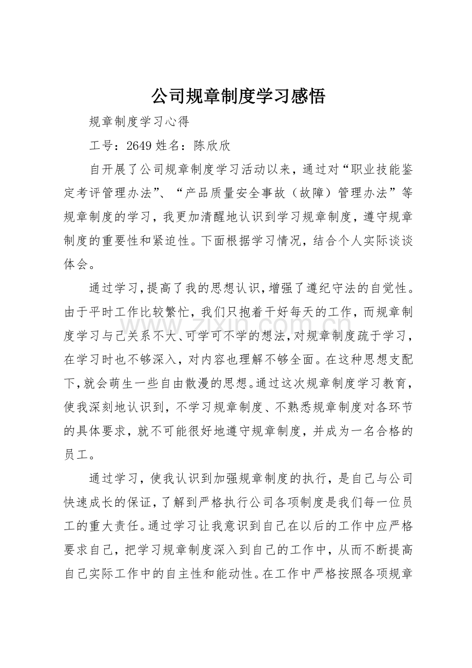 公司规章规章制度细则学习感悟.docx_第1页