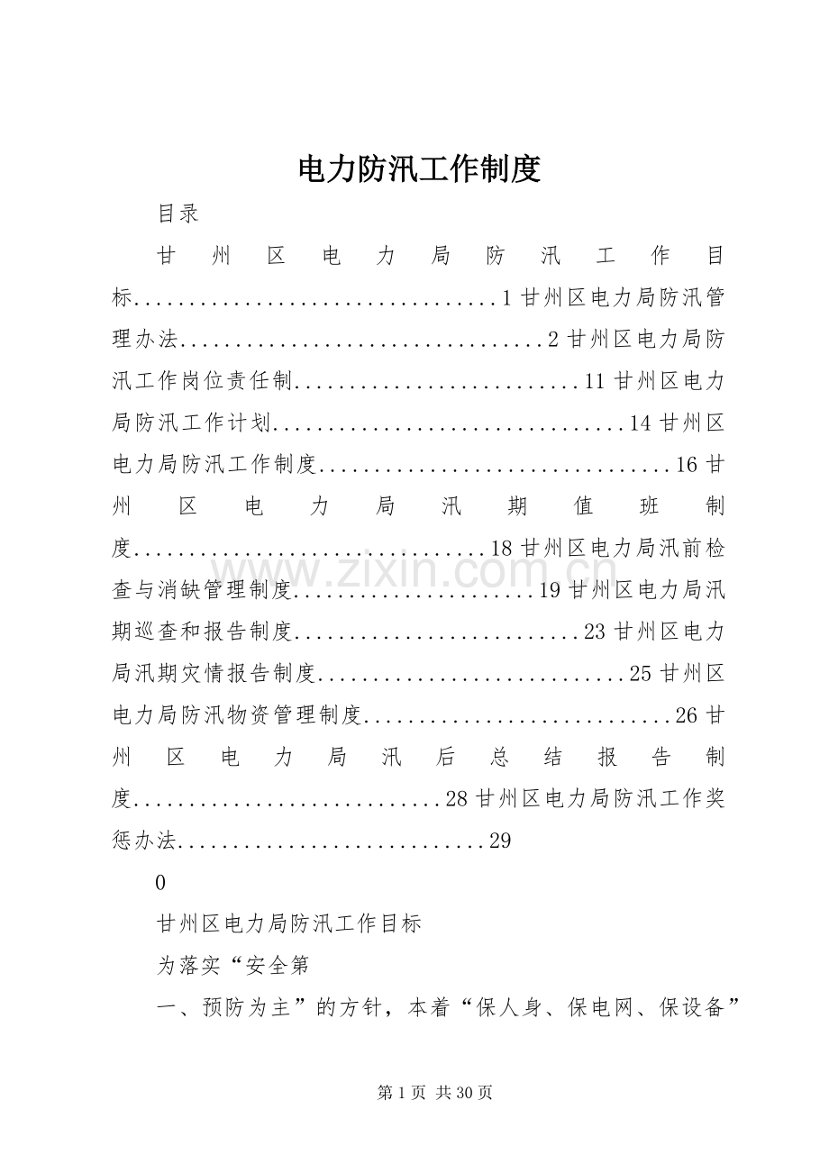 电力防汛工作规章制度 .docx_第1页