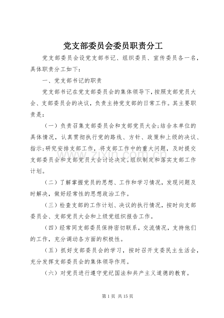 党支部委员会委员职责要求分工.docx_第1页