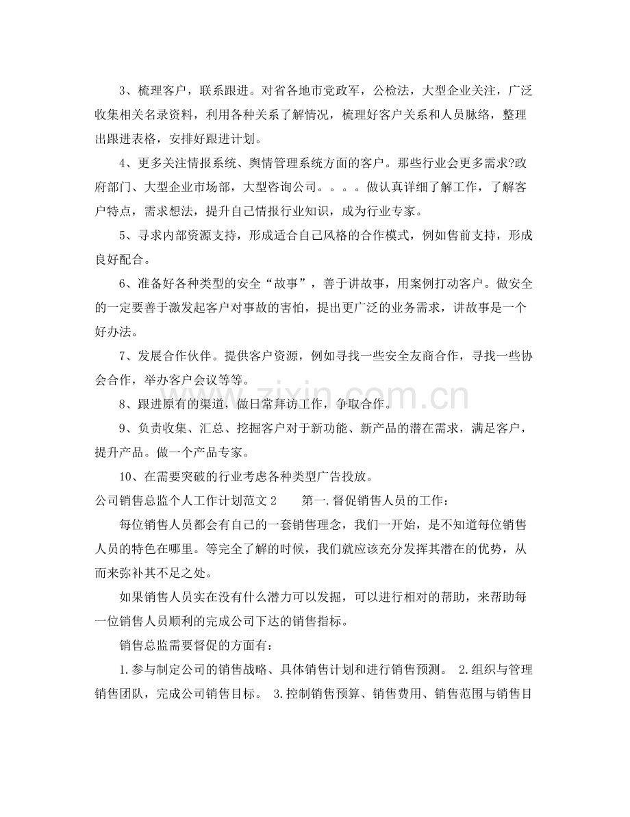 公司销售总监个人工作计划 .docx_第2页