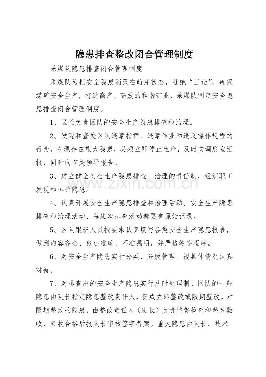 隐患排查整改闭合管理规章制度细则.docx_第1页