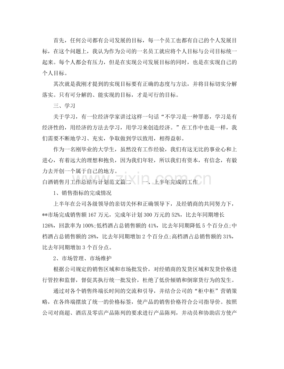 白酒销售月工作总结与计划范文 .docx_第2页