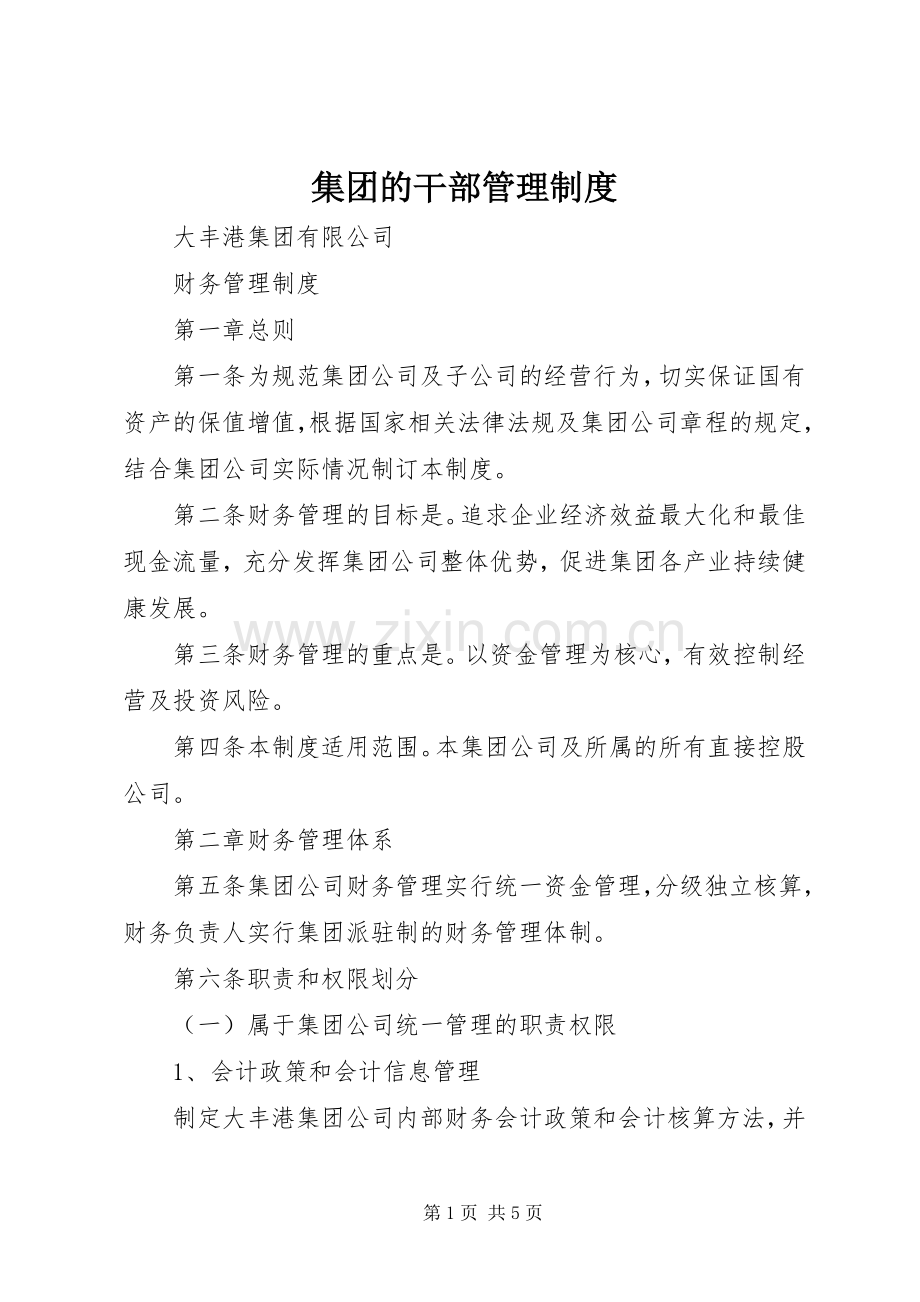 集团的干部管理规章制度细则.docx_第1页