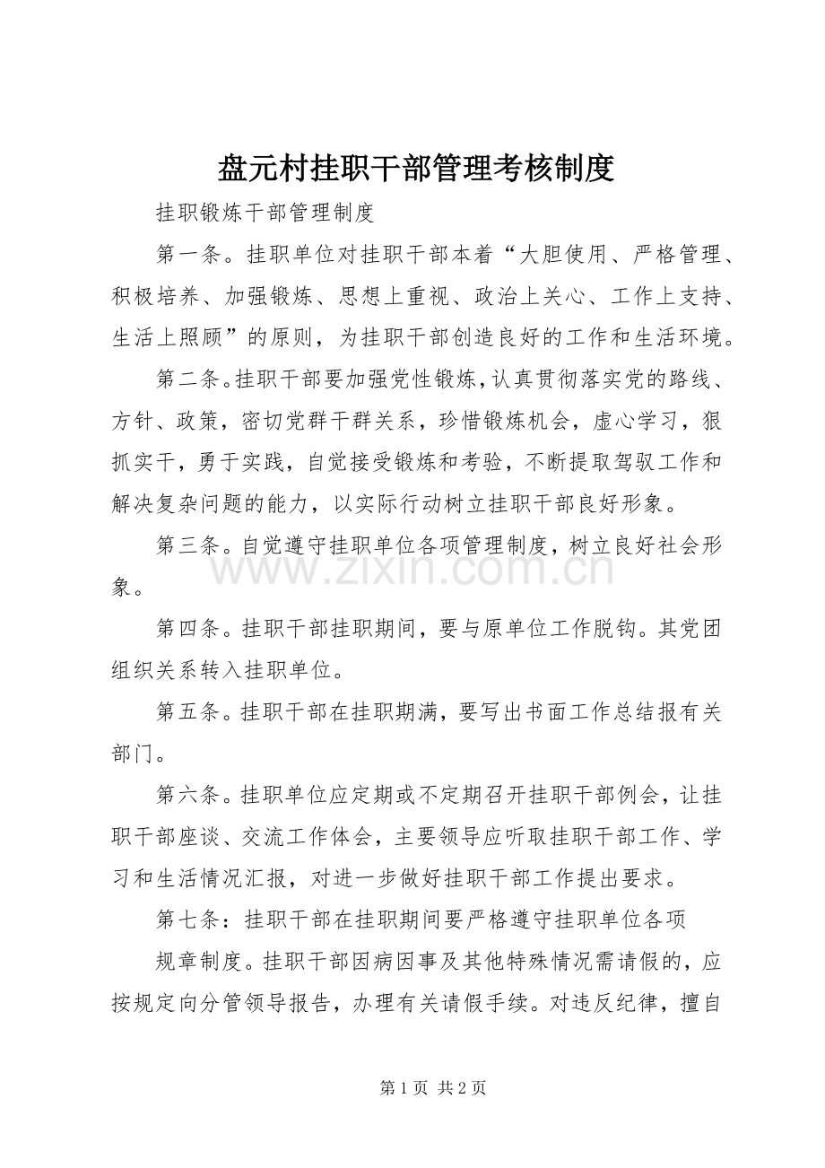 盘元村挂职干部管理考核规章制度 .docx_第1页