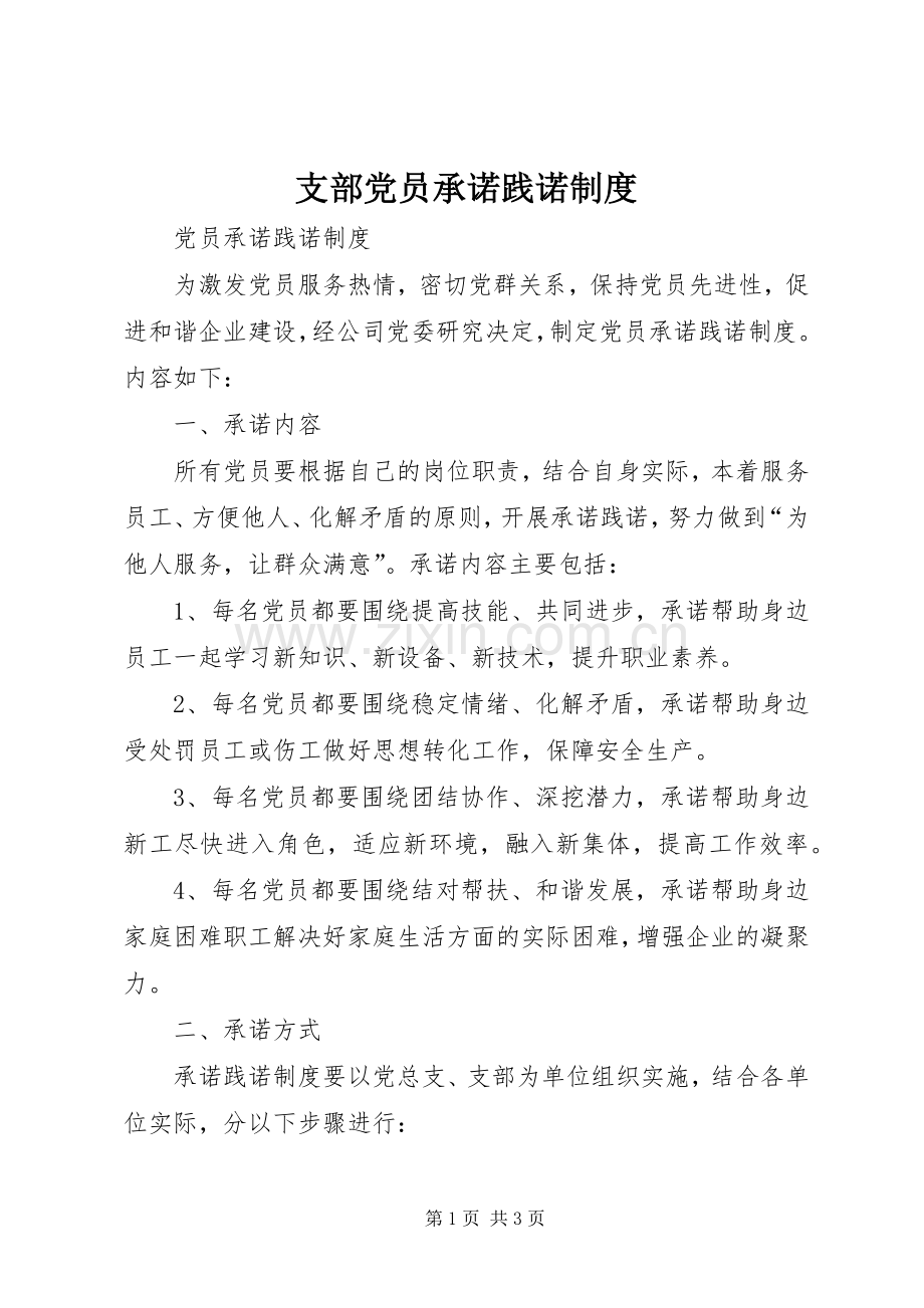 支部党员承诺践诺规章制度 .docx_第1页