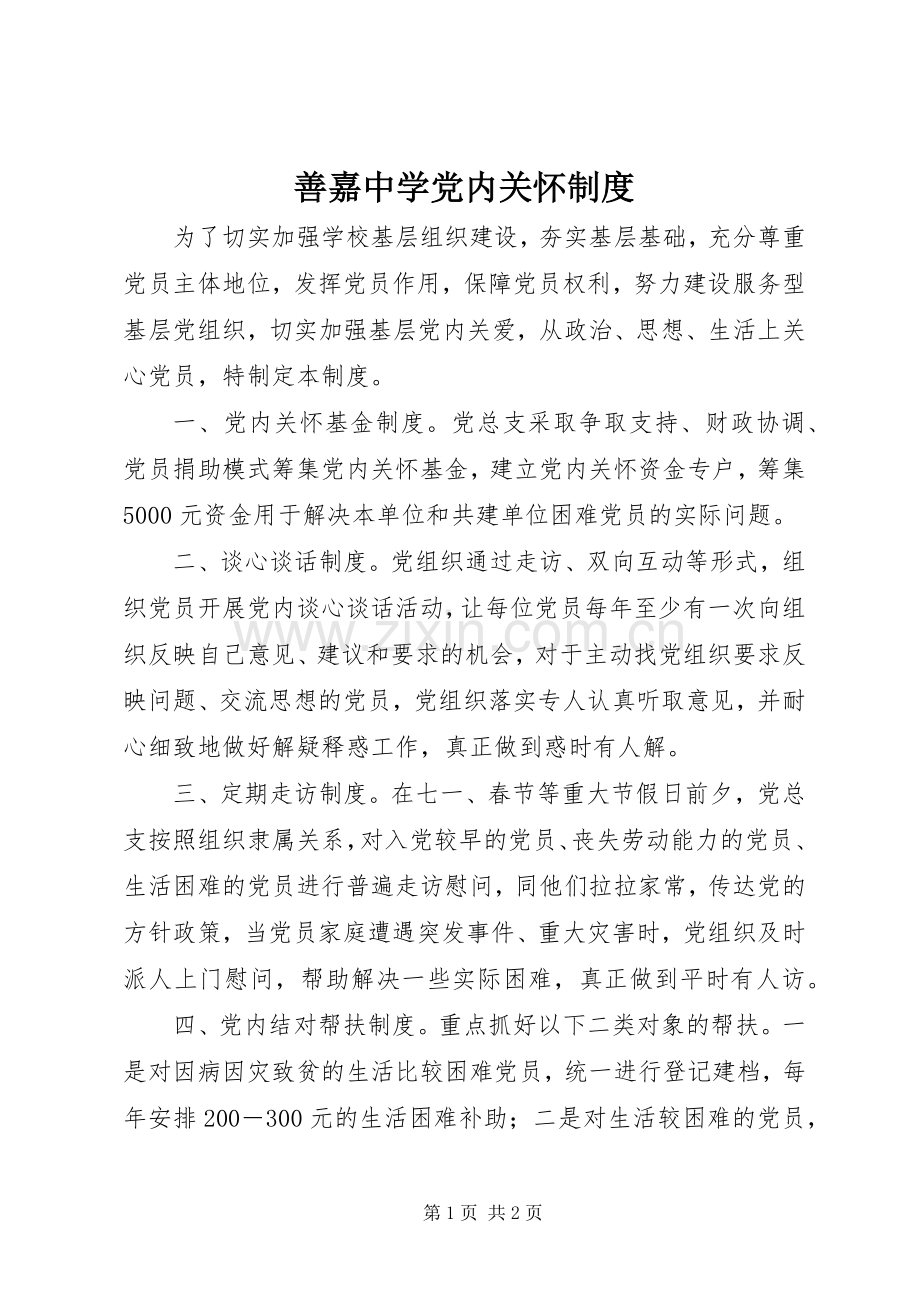 善嘉中学党内关怀规章制度.docx_第1页