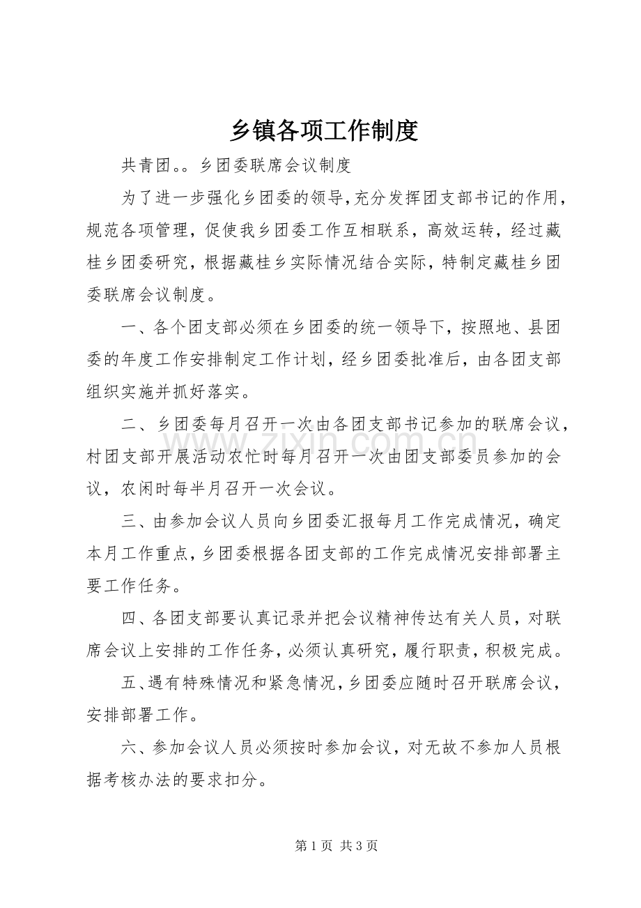 乡镇各项工作规章制度细则.docx_第1页