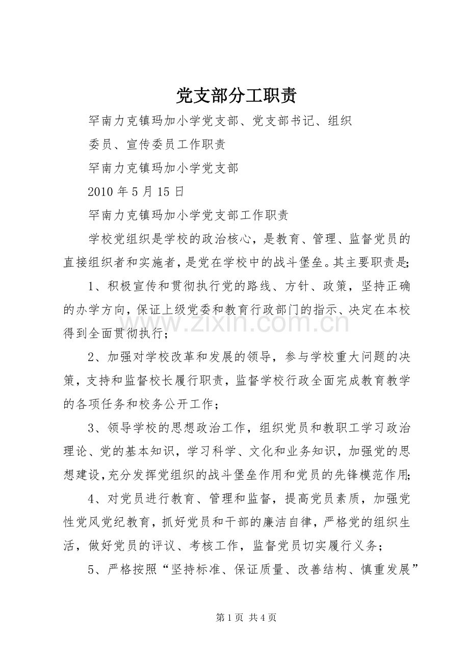 党支部分工职责要求 .docx_第1页