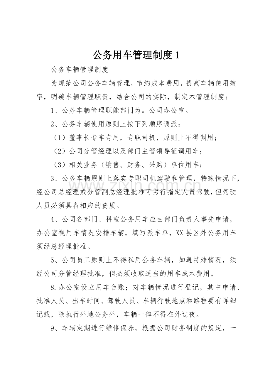 公务用车管理规章制度细则1.docx_第1页