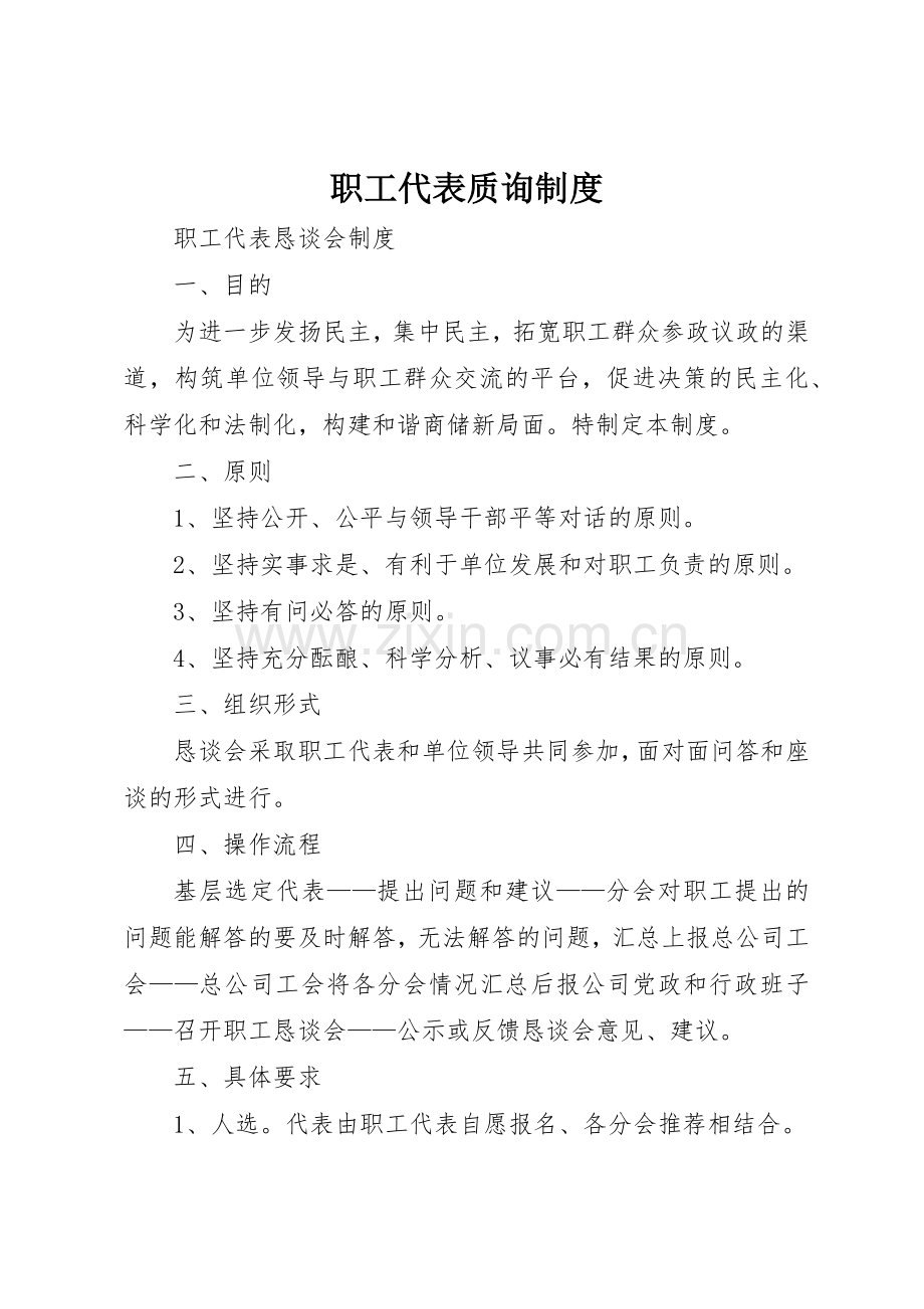 职工代表质询管理规章制度.docx_第1页