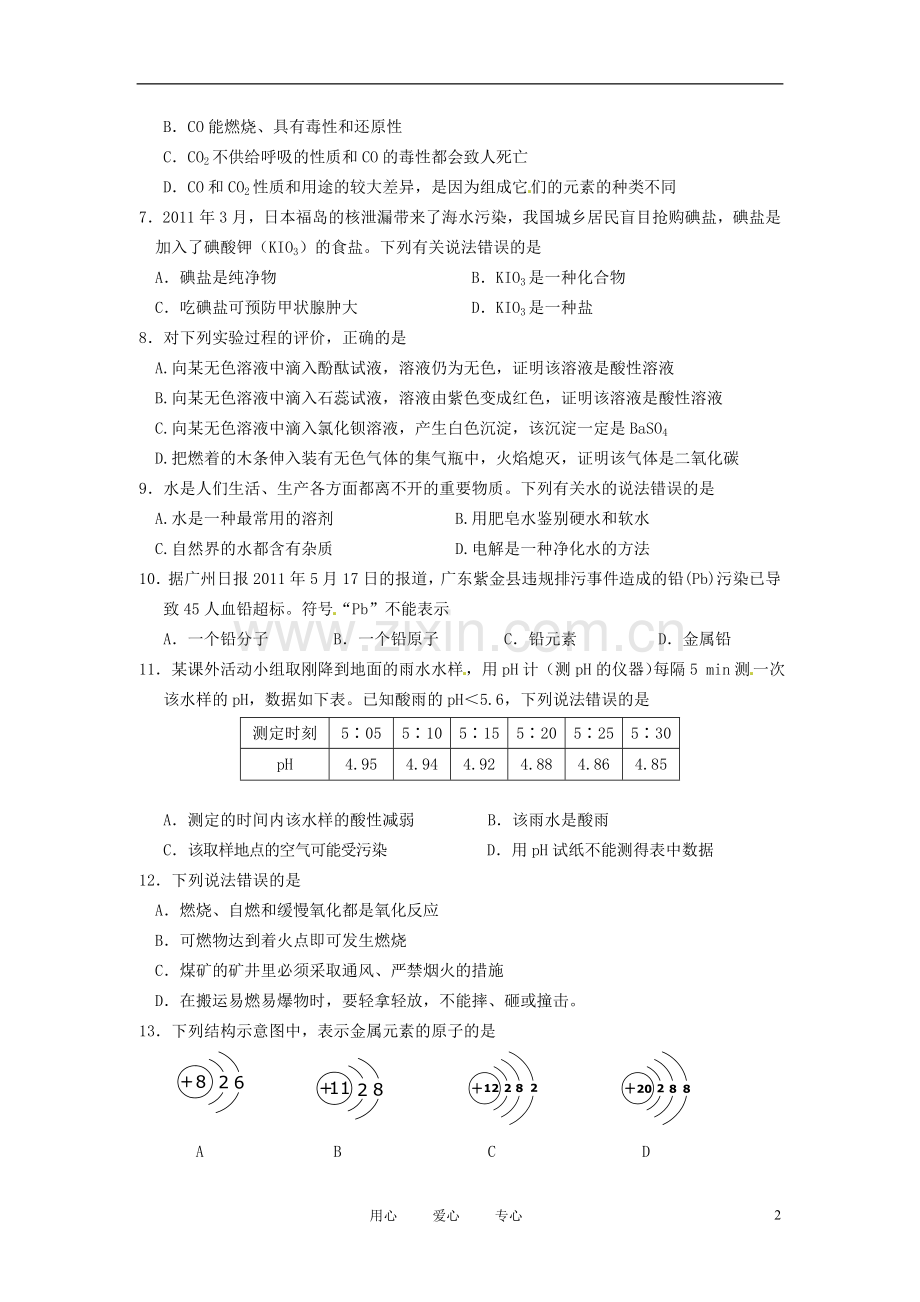 广东省广州市从化区2012年中考化学一模试题-人教新课标版.doc_第2页