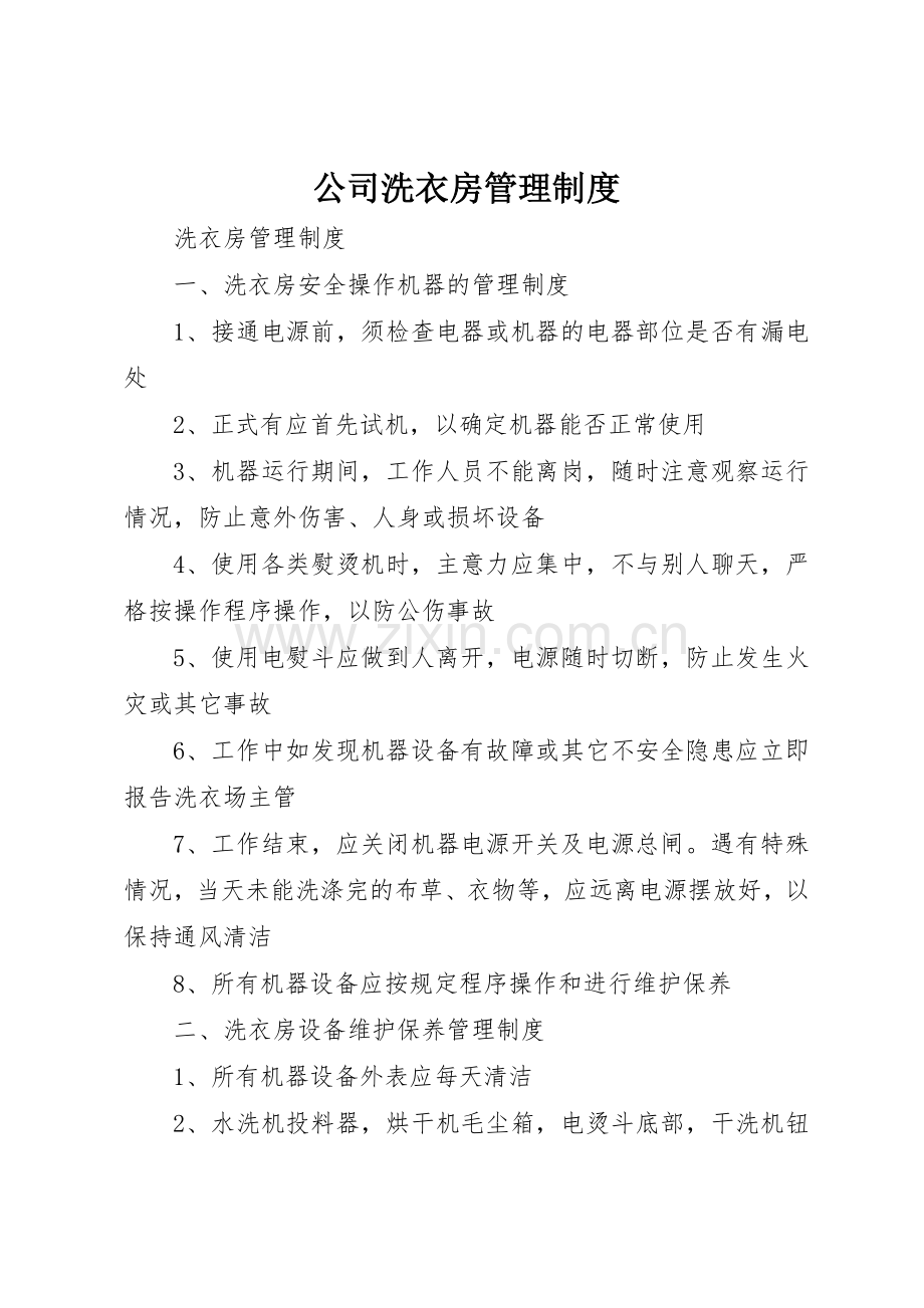 公司洗衣房管理规章制度细则.docx_第1页