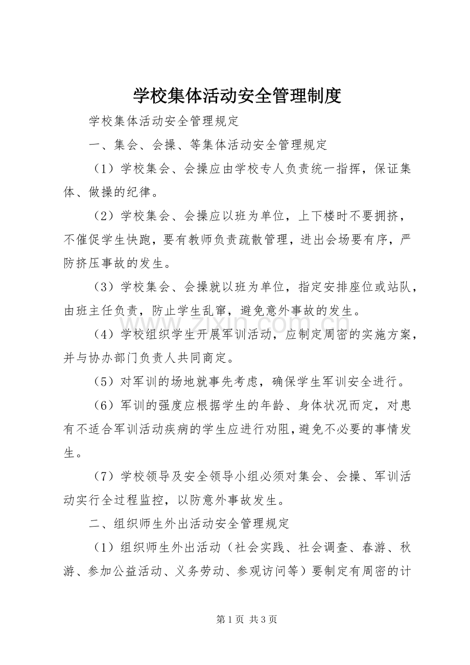 学校集体活动安全管理规章制度.docx_第1页