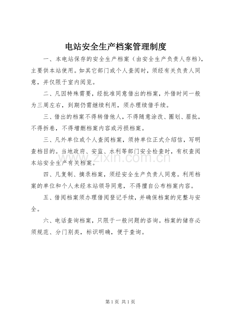 电站安全生产档案管理规章制度.docx_第1页