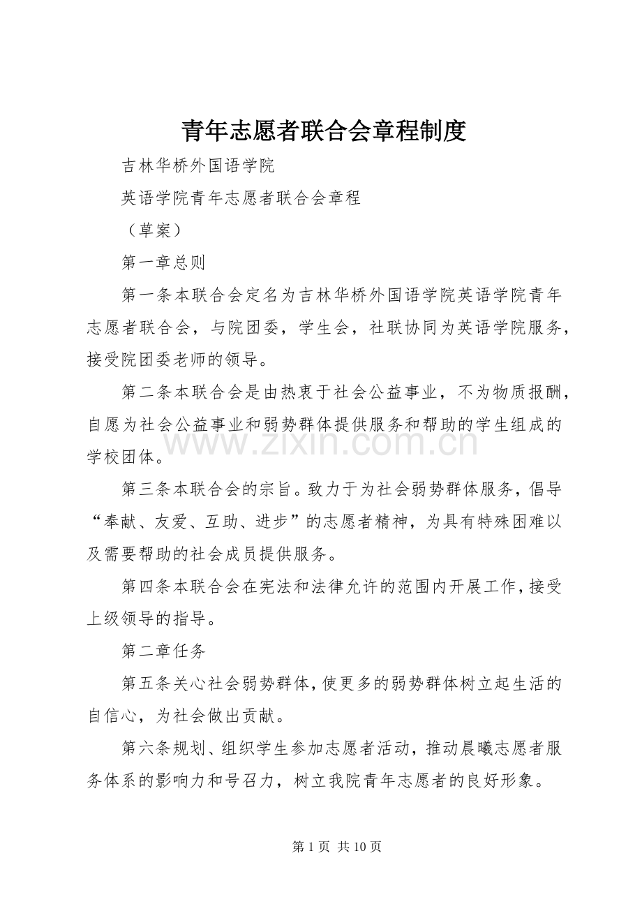 青年志愿者联合会章程规章制度.docx_第1页