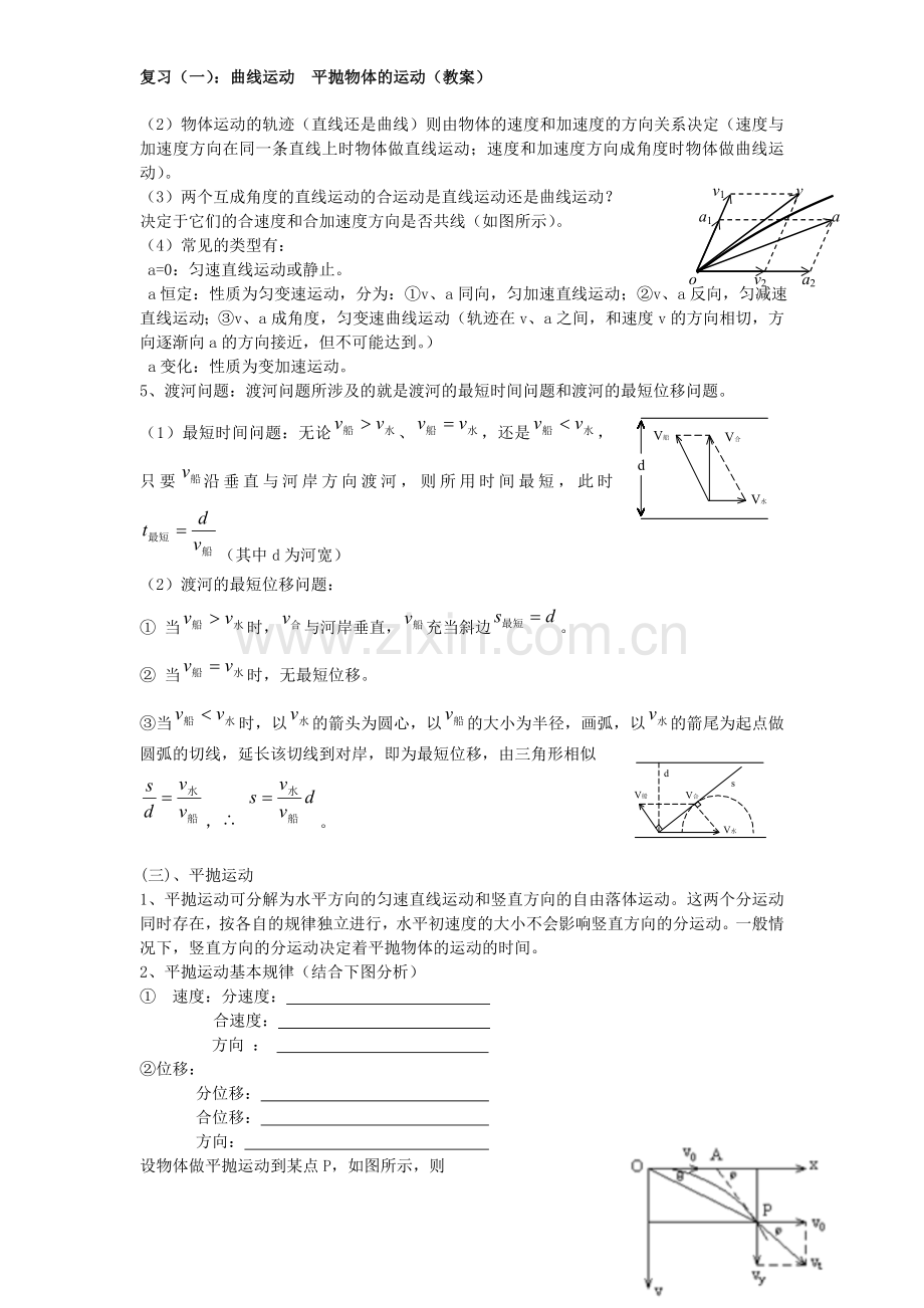 复习(一)曲线运动平抛物体的运动教案.doc_第2页