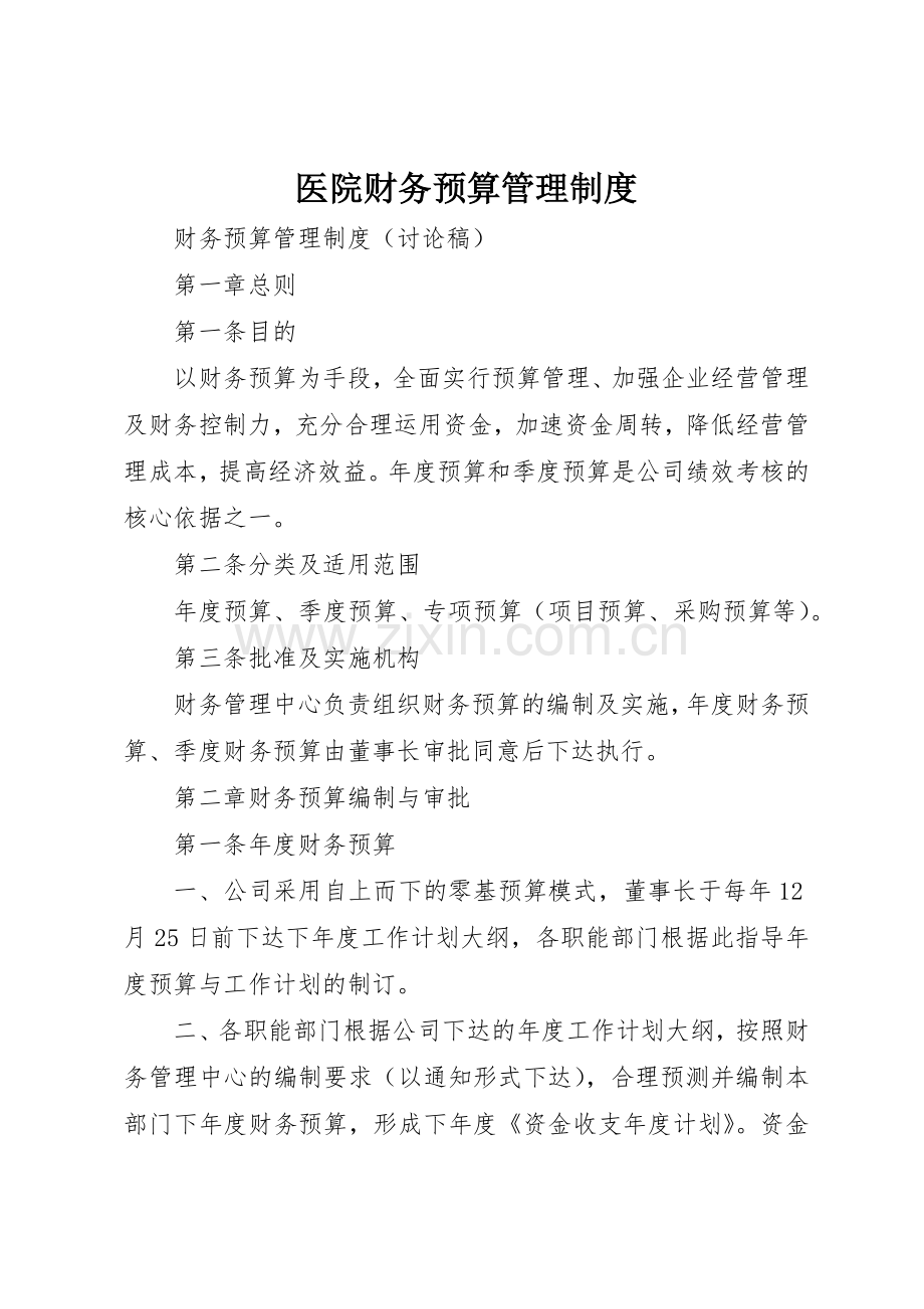 医院财务预算管理规章制度细则.docx_第1页