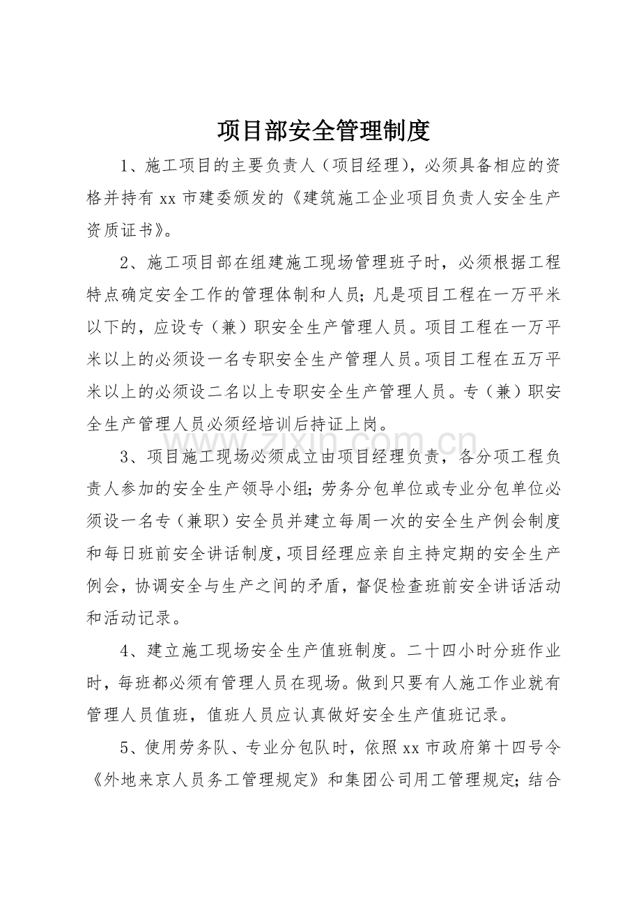 项目部安全管理规章制度细则.docx_第1页