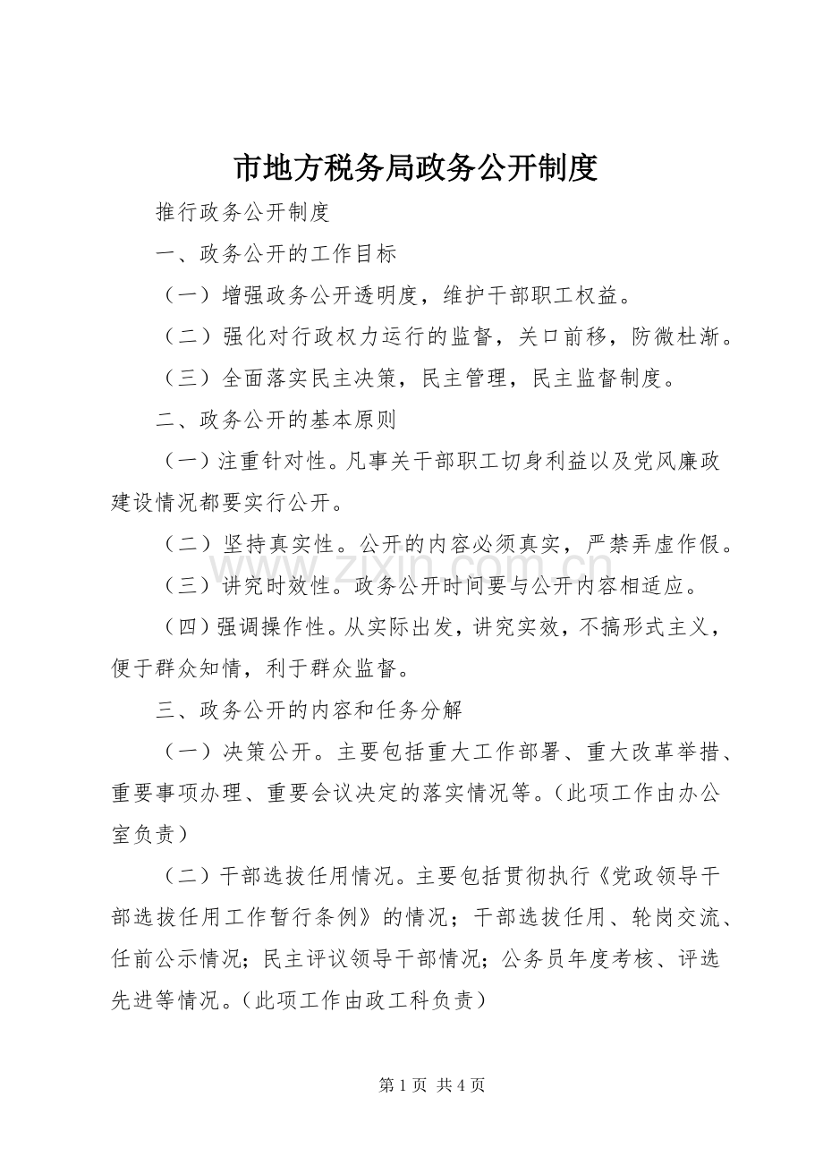 市地方税务局政务公开规章制度 .docx_第1页