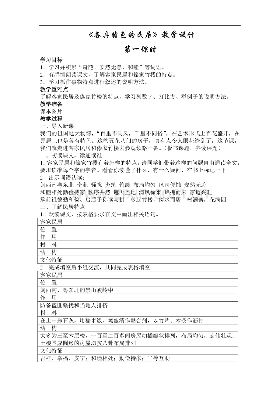 各具特色的民居(教案).doc_第1页