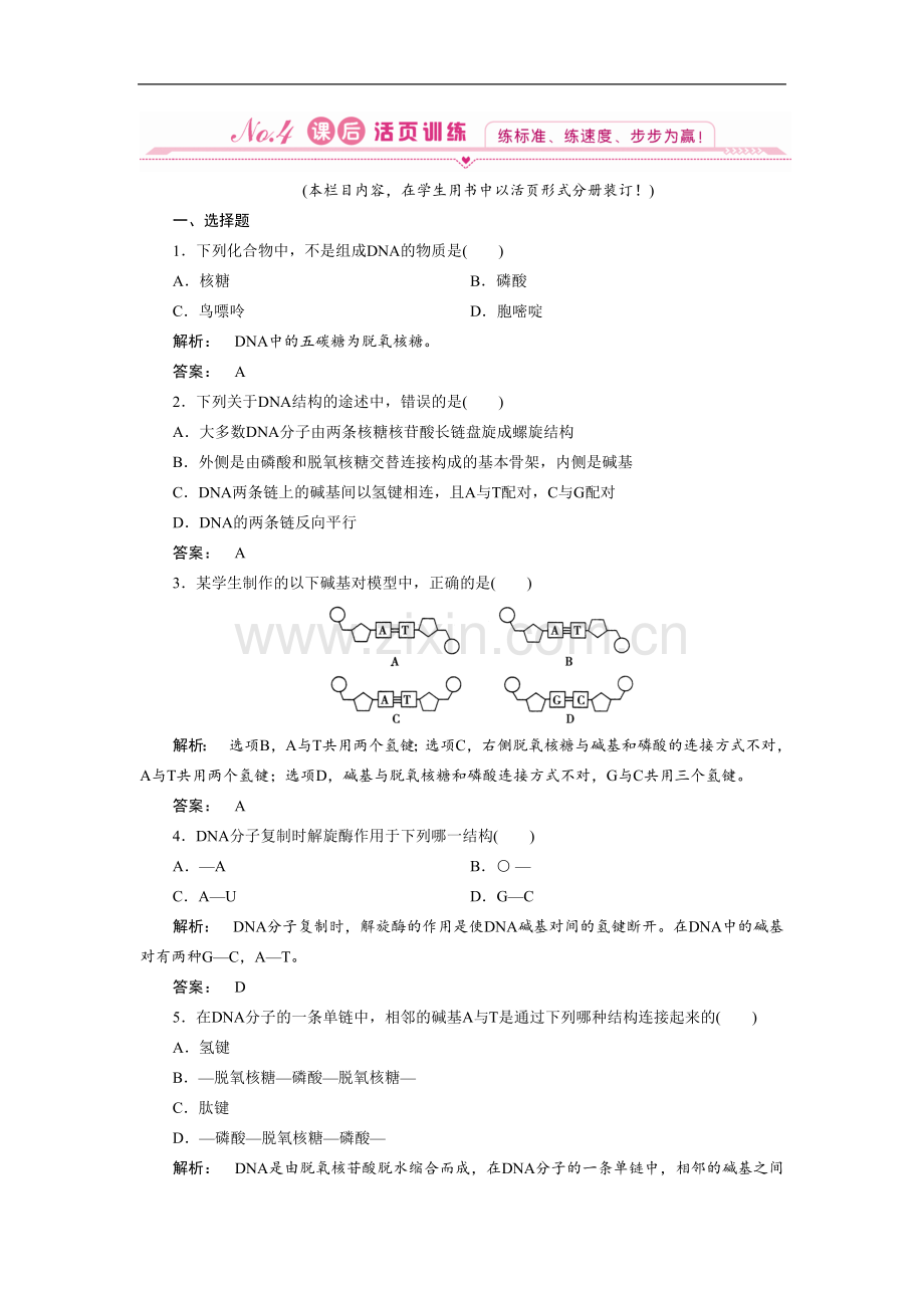 《DNA分子的结构和复制》同步练习3.doc_第1页