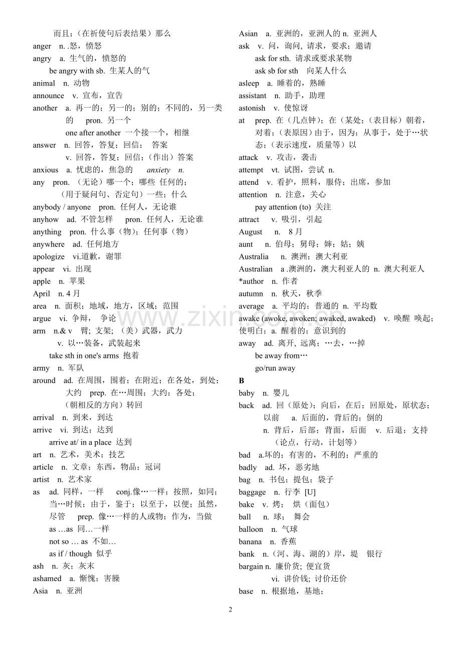 四川省高考考纲词汇(含词义).doc_第2页