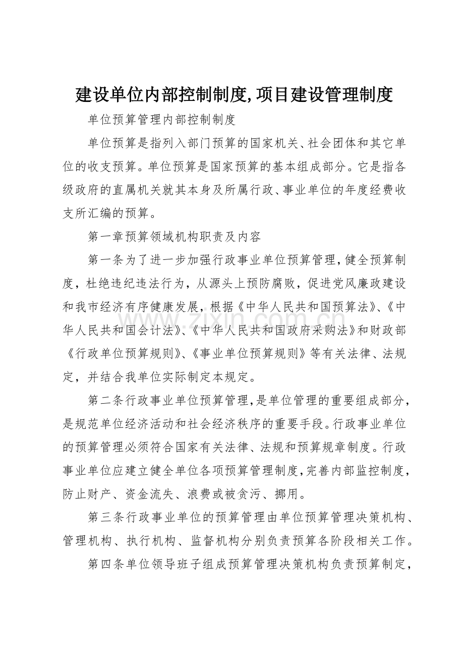 建设单位内部控制规章制度细则,项目建设管理规章制度细则.docx_第1页