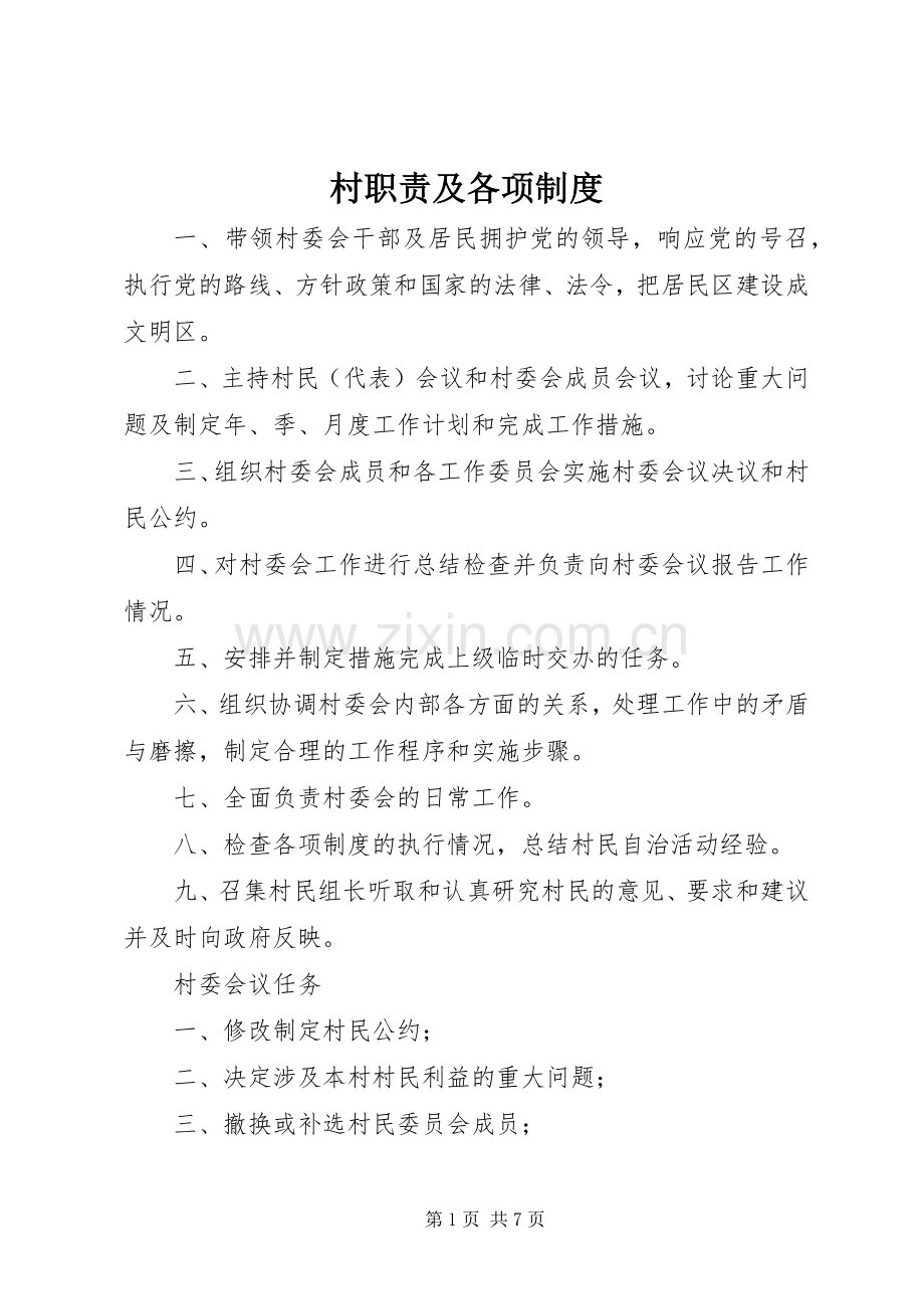 村职责要求及各项规章制度.docx_第1页