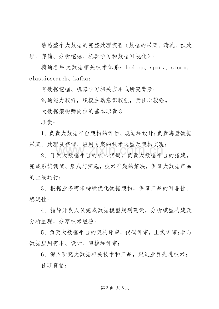 大数据架构师岗位的基本职责要求.docx_第3页