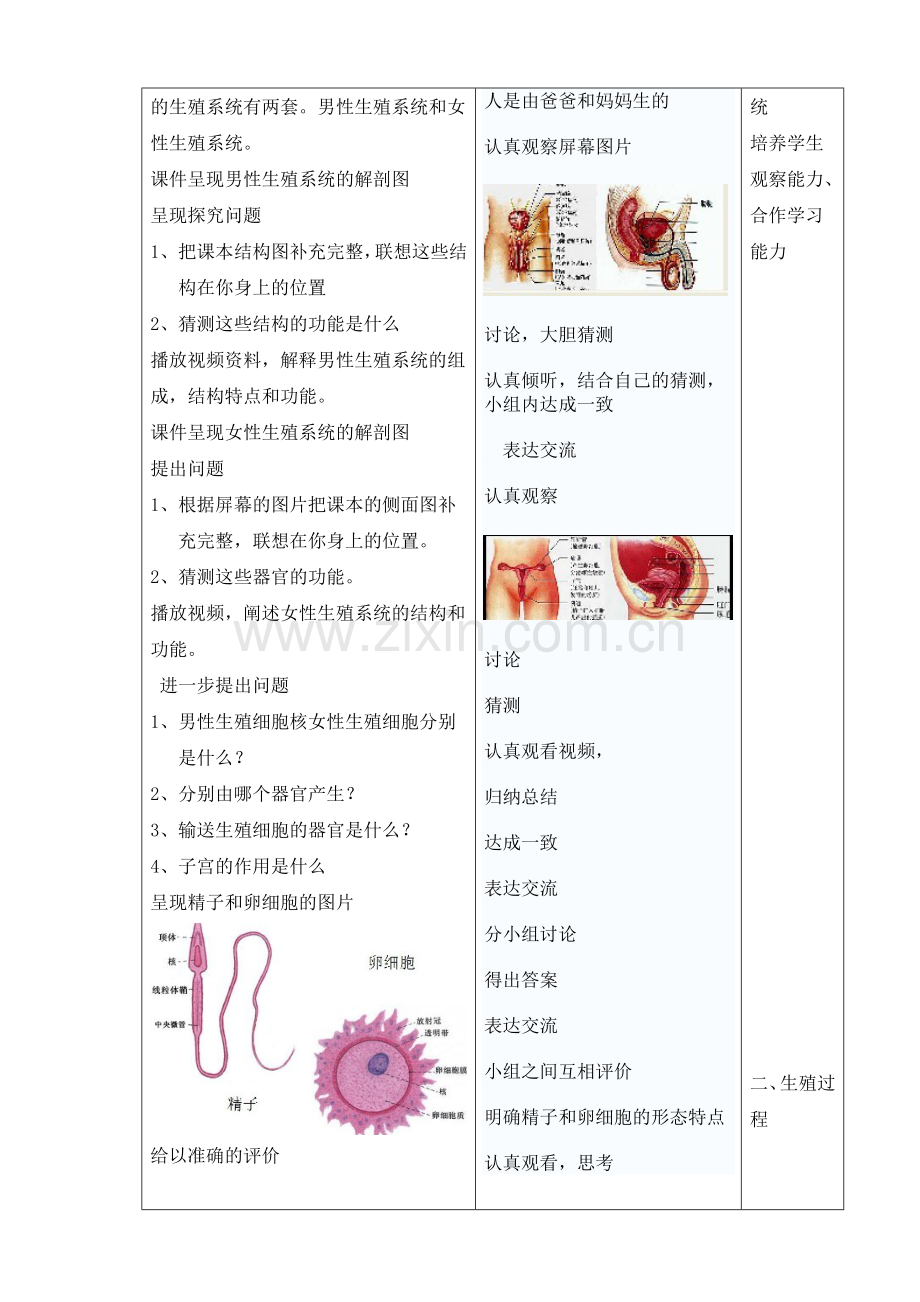 初二生物人的生殖教学设计[1].doc_第2页