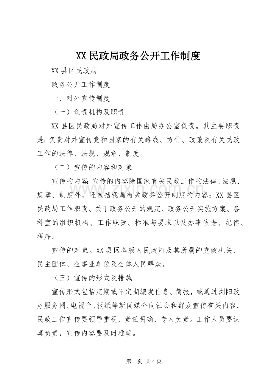 民政局政务公开工作规章制度 .docx_第1页