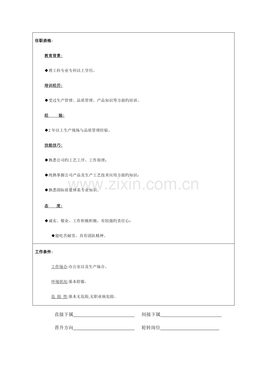 2022年生产部质检员岗位说明书.doc_第2页