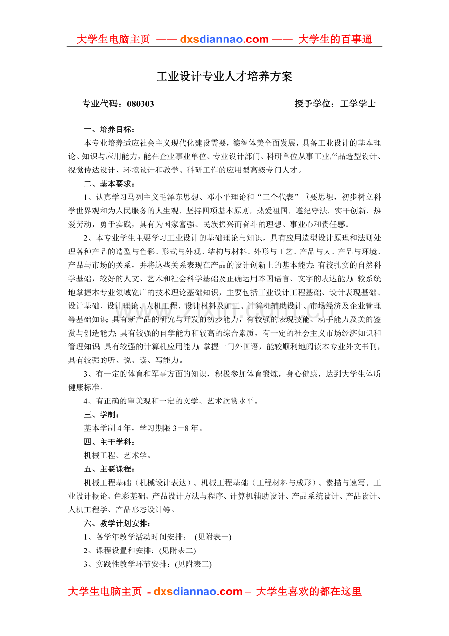 工业设计专业人才培养方案.doc_第1页