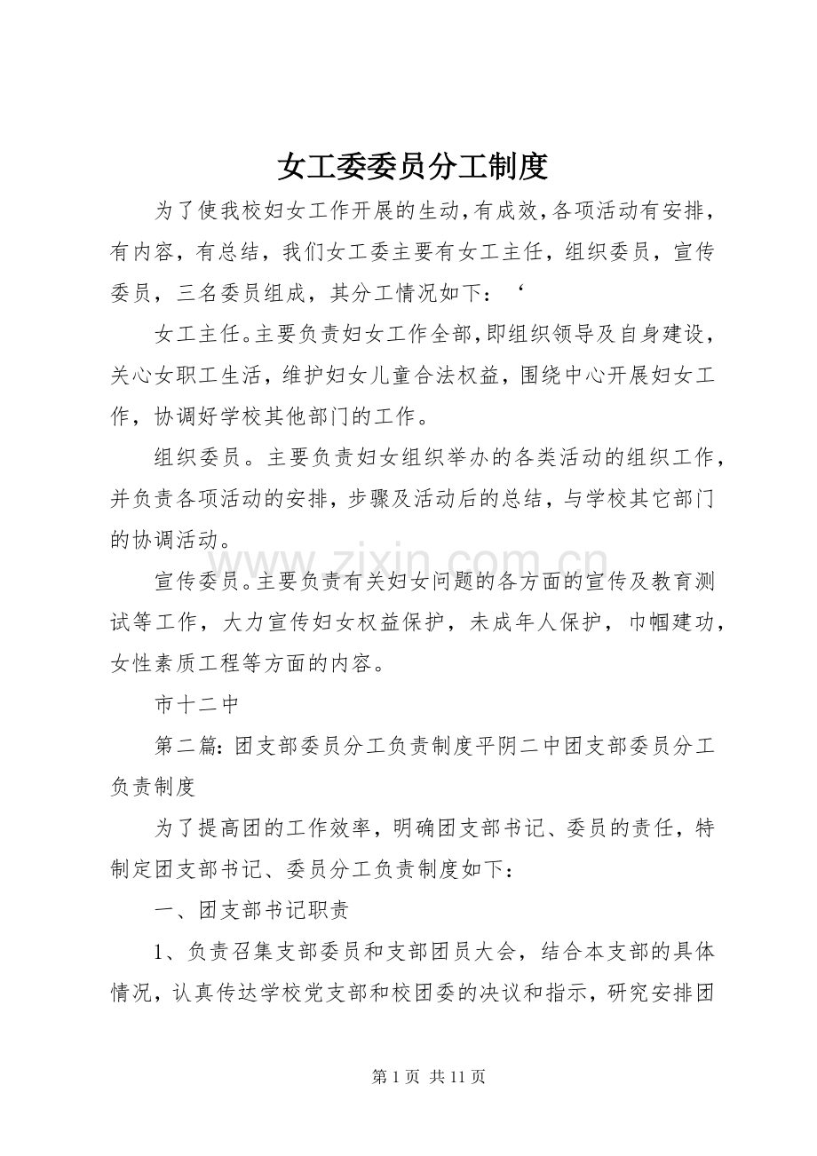 女工委委员分工规章制度.docx_第1页