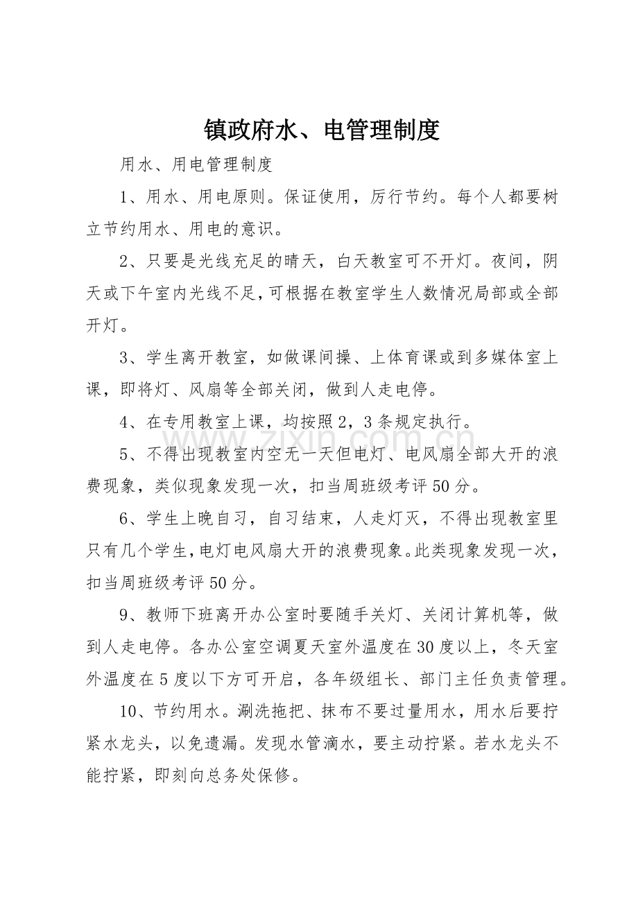 镇政府水、电管理规章制度细则.docx_第1页