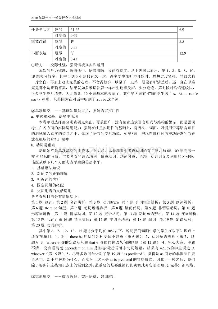 一模试卷分析及高三英语复习策略.doc_第2页