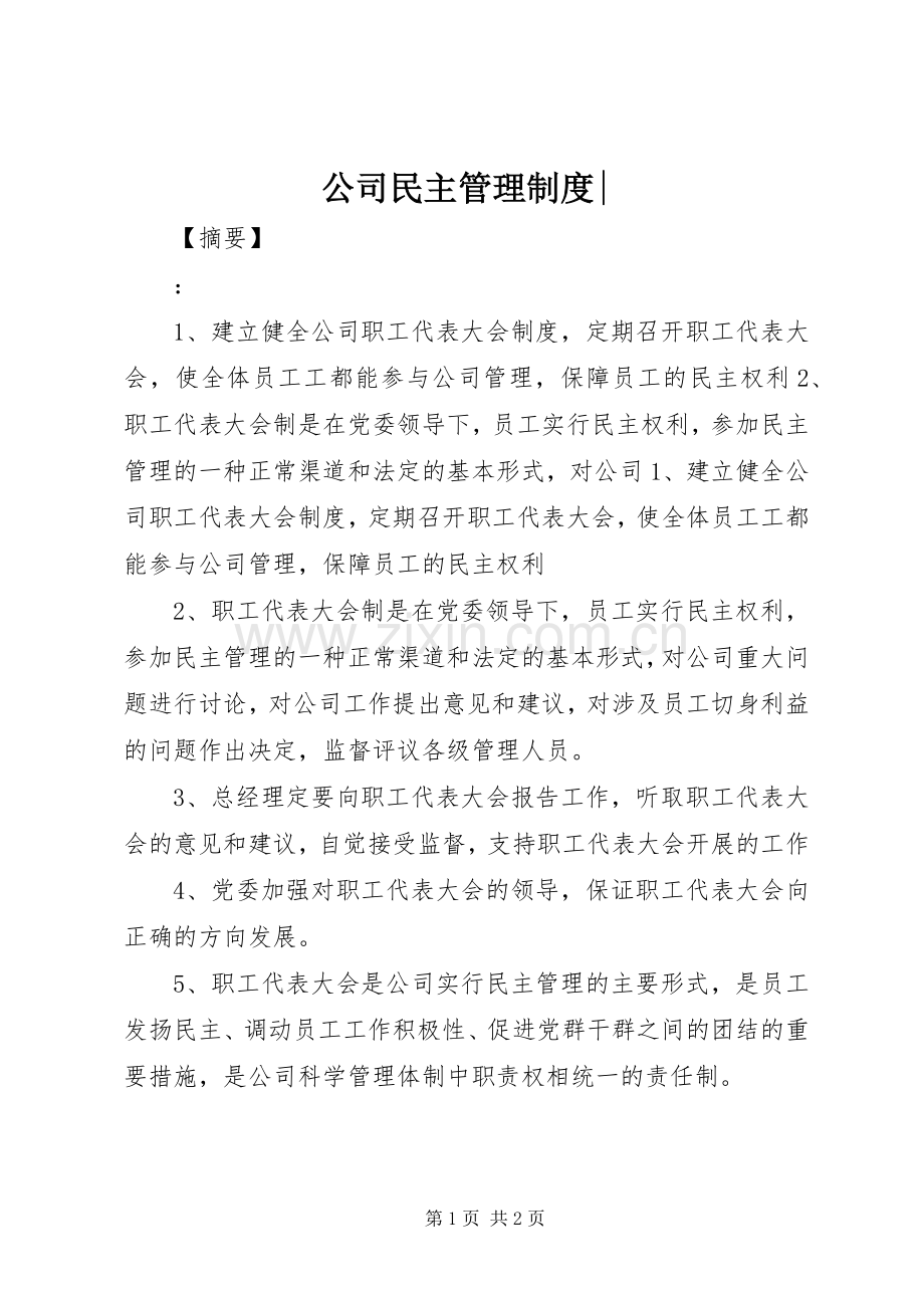 公司民主管理规章制度-.docx_第1页