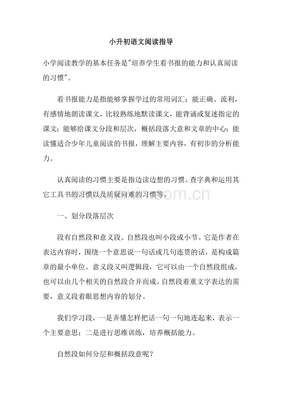 小升初语文阅读指导.doc_第1页