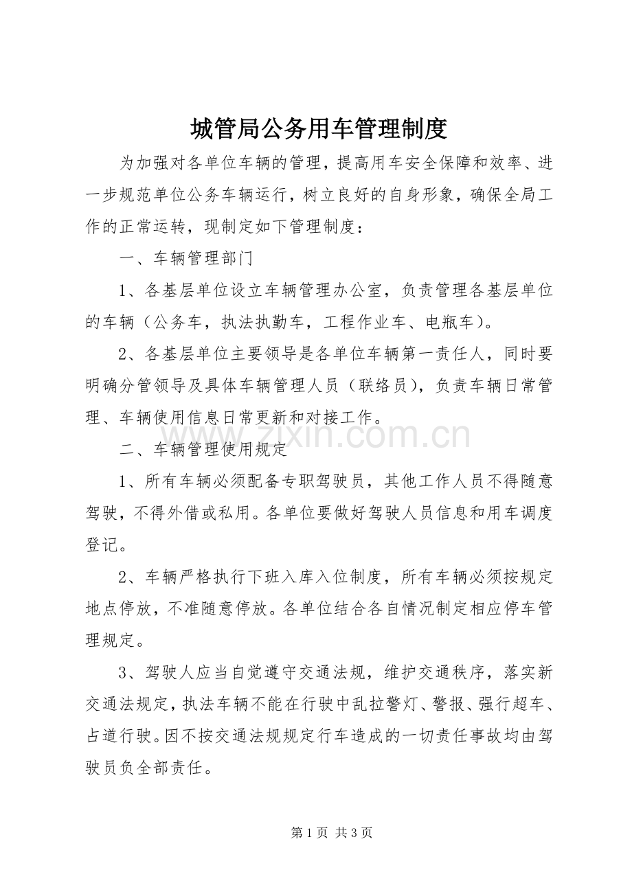 城管局公务用车管理规章制度.docx_第1页