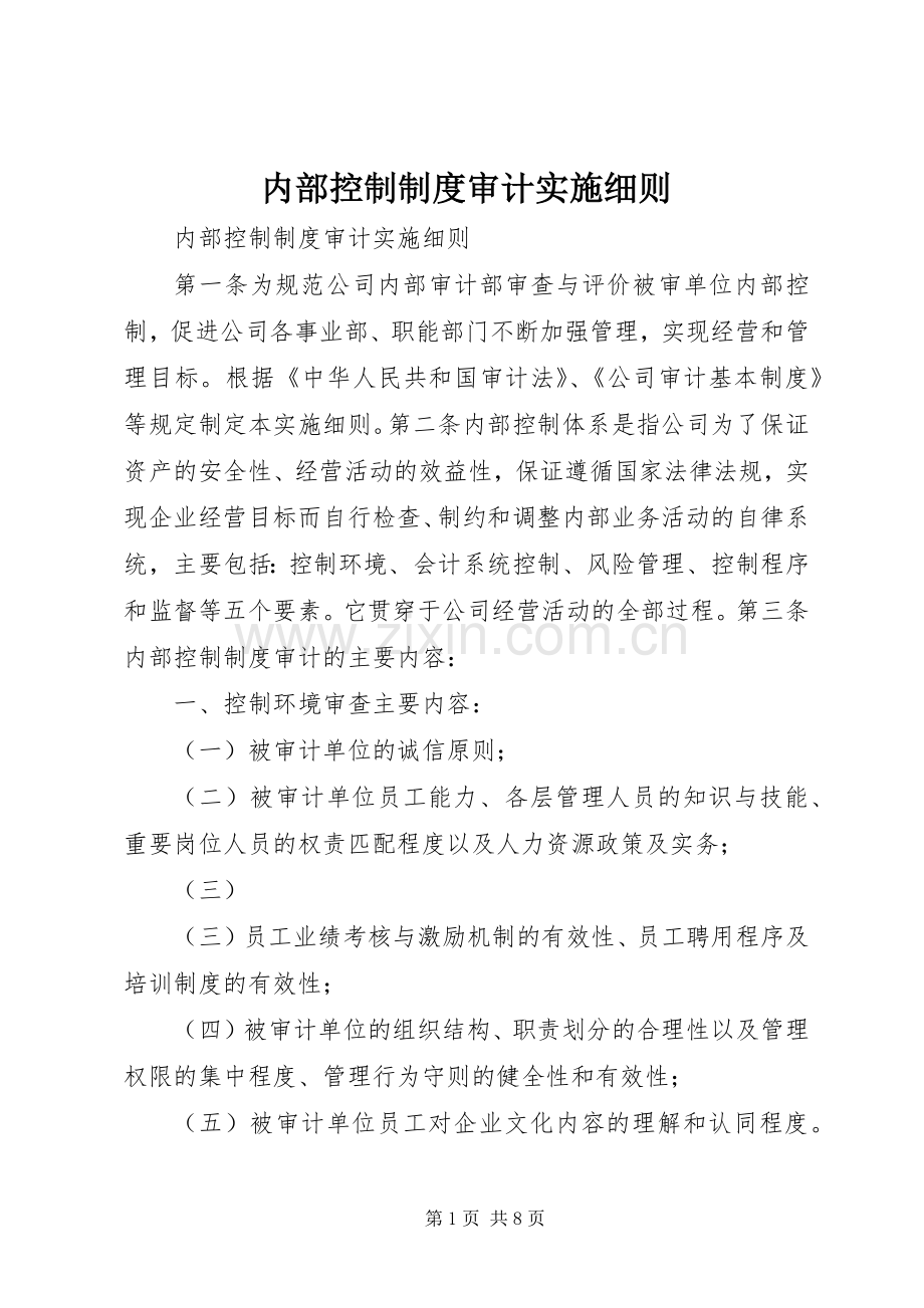 内部控制规章制度审计实施细则.docx_第1页