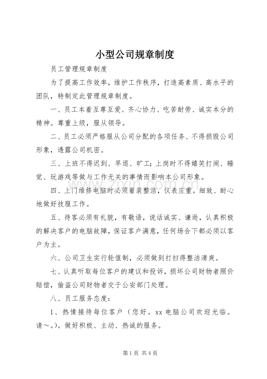 小型公司规章规章制度 .docx_第1页