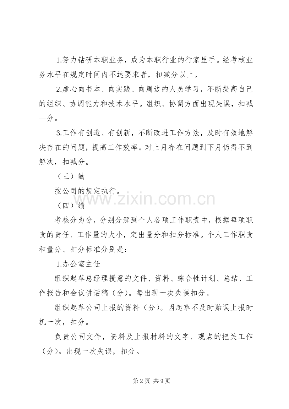 办公室人员百分考核规章制度 .docx_第2页