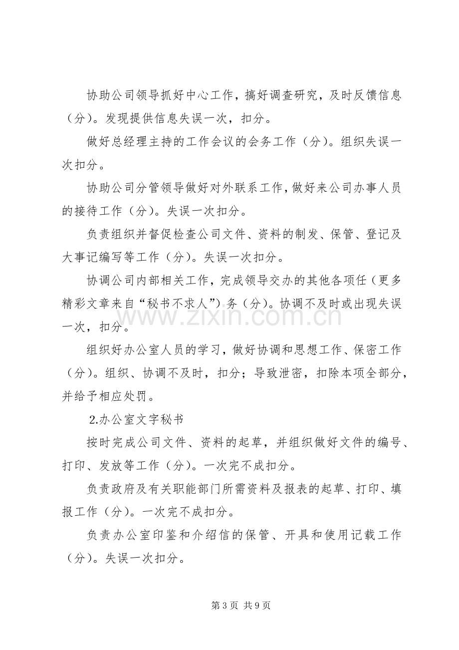 办公室人员百分考核规章制度 .docx_第3页